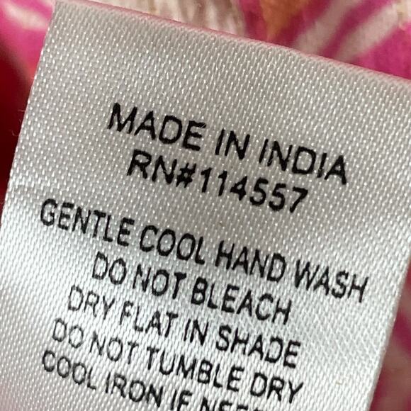 THML XS Pink Peach‎ Tribal Mini Dress Boho Fringe Tiered Cotton Metallic - Picture 8 of 8